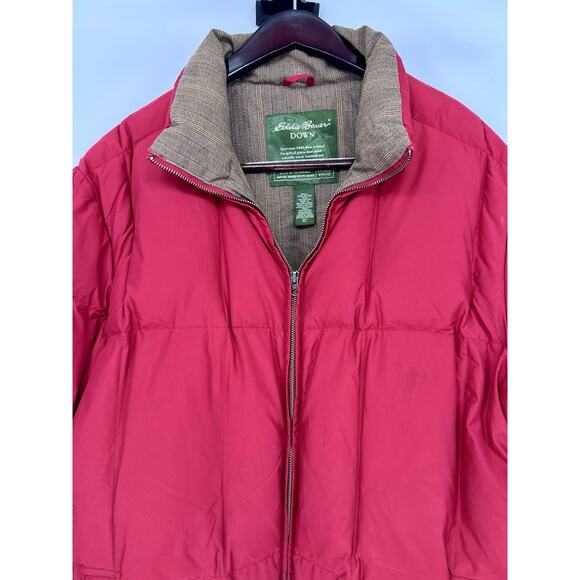 Eddie Bauer Goose Down Puffer Jacket XL Tall Red Quilted Full Zip Mens Outdoor - Picture 2 of 16